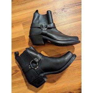 Vintage Boulet Boot Men 11 Black Leather Riding Motorcycle Vibram Buckle Pull On